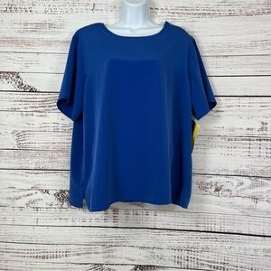 Susan Graver Blue Short Sleeve Blouse
